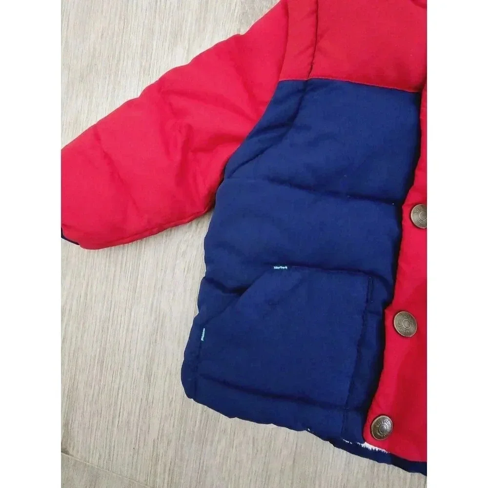 Baby Mini Boden Hooded Navy Red Convertible Coat Jacket Vest Sherpa 3-6 Months